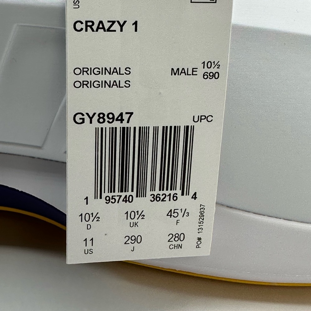 Men’s Adidas Crazy 1 'Lakers Home' 2022 GY8947 Kobe Bryant Basketball Shoes - Picture 11 of 15